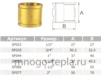 Муфта латунная г/г 1/2 ( Ду 15 ) - №1