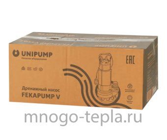 Насос дренажный фекальный UNIPUMP FEKAPUMP V250F, 250 Вт, размер фракций до 15 мм, напор до 7.5 м, с поплавком - №1