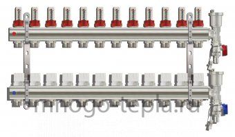 Коллекторная группа Tim (KC012) 1" ВР, 12 отводов 3/4", расходомер, воздухоотводчик, сливной кран - №1